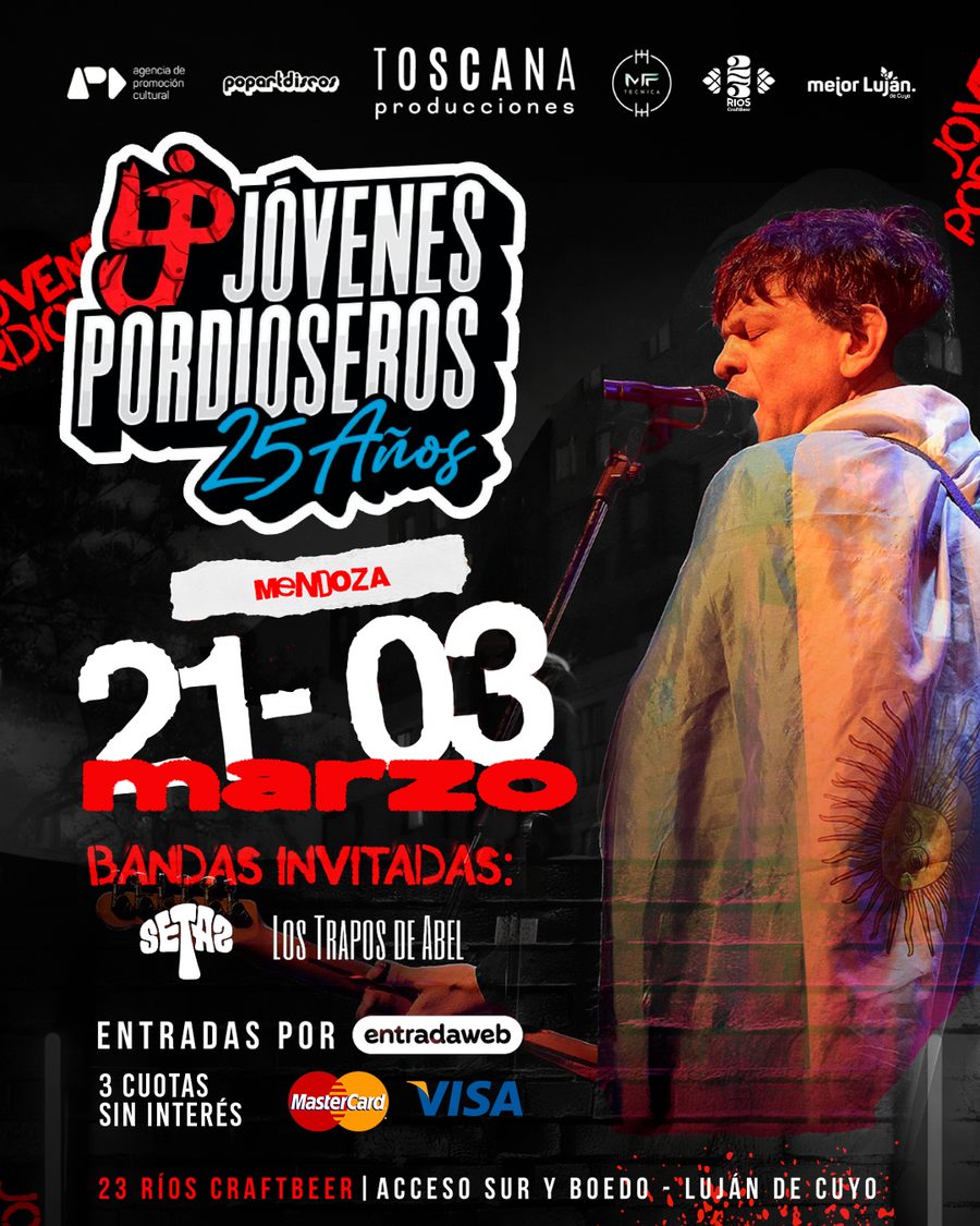 Flyer de Jóvenes Pordioseros · 25 años